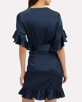 Nightcap Clothing Silk Ruffle Wrap Mini Dress