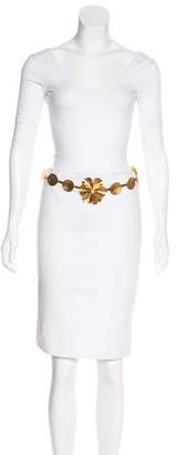 Christian Dior Gold Flower Buckle Belt