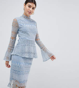 PrettyLittleThing Lace Bell Sleeve Midi Dress