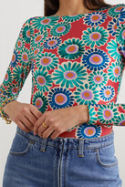 Thumbnail for your product : La DoubleJ Open-back Floral-print Stretch-jersey Bodysuit - Blue