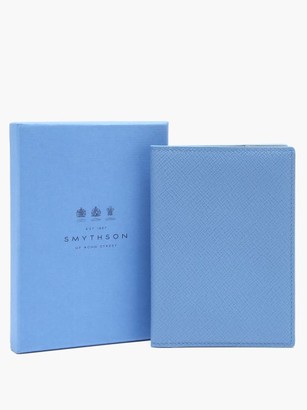 Smythson Panama Leather Passport Holder - Light Blue