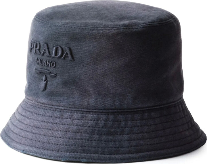 Prada Triangle-Logo Patent-Leather Bucket Hat - ShopStyle