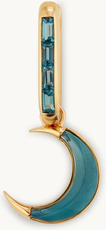 Foundrae Small Baguette Fob And Blue Topaz Crescent 18k Yellow Gold / Blue Topaz