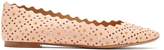 Thumbnail for your product : Chloé Lauren Studded Scallop Edge Leather Ballet Flats - Womens - Light Pink