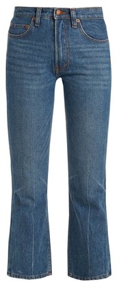 Bliss And Mischief - Cowboy Fit Bootcut Cropped Jeans - Womens - Blue