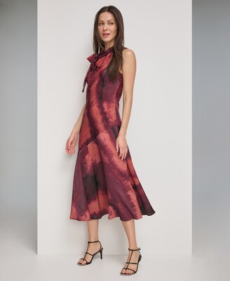 新作セール DKNY ワンピース Tie Waist Midi Dress DKNY Women's Printed Tie-Neck Midi Dress - ShopStyle