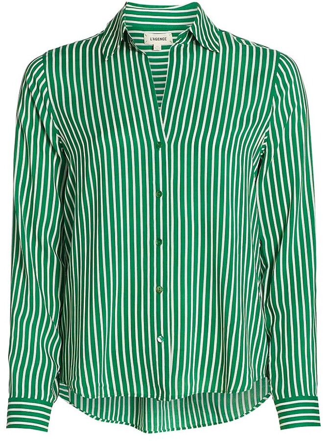 L'Agence Holly Striped Blouse - ShopStyle Long Sleeve Tops