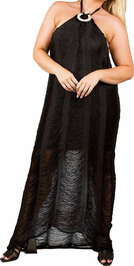 Adriana Contreras Strappy Halter Maxi Dress - Plus In Black