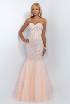 Thumbnail for your product : Blush Lingerie Crystal-encrusted Satin Tulle Trumpet Gown 11045