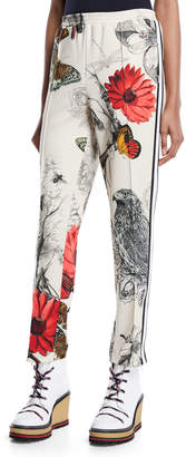 Moncler Floral & Bird Print Straight-Leg Track Pants