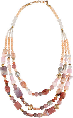 Nakamol Long Triple-Strand Beaded Necklace, Pink Mix