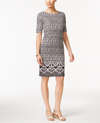 Karen Scott Petite Geo-Print Sheath Dress, Created for Macy's