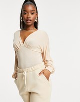 Thumbnail for your product : Parallel Lines v neck body with blouson sleeves in natural
