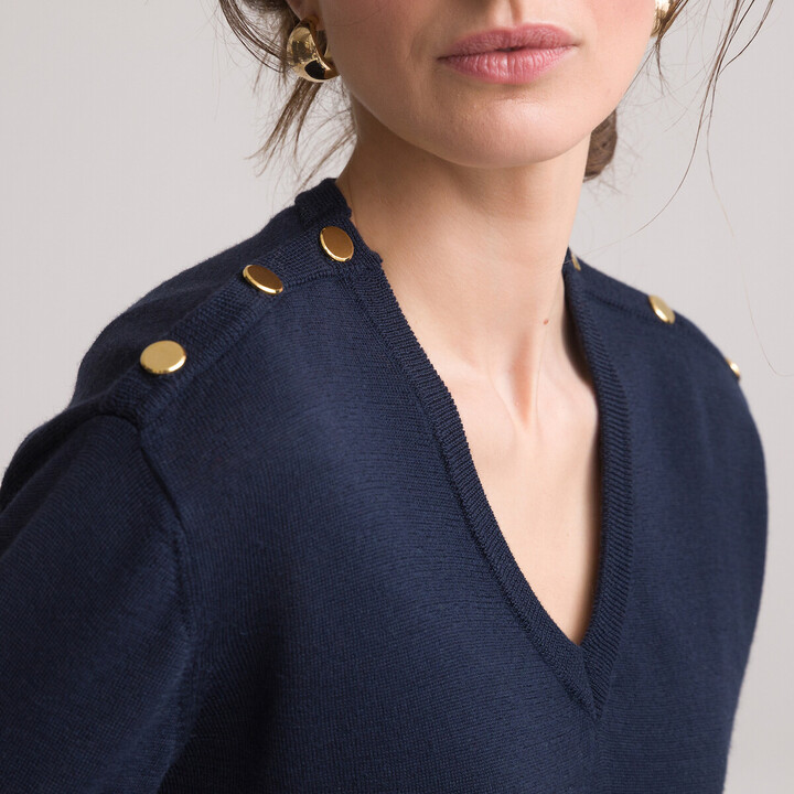 Navy Sweater Gold Buttons | ShopStyle UK