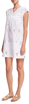 Seafolly Broderie Cap-Sleeve Eyelet Coverup Dress