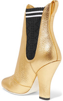 Thumbnail for your product : Fendi Metallic Textured-leather Ankle Boots - Gold