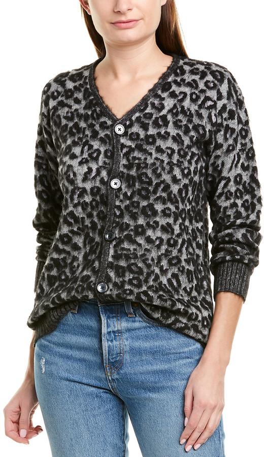 Rebecca Taylor La Vie Womens Leopard Print Jacquard Knit Pullover Sweater in Black Combo