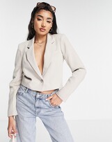 Thumbnail for your product : Abercrombie & Fitch cropped suited blazer in beige