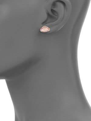 Meira T Rose Quartz, Mother-Of-Pearl, Diamond & 14K Rose Gold Stud Earrings