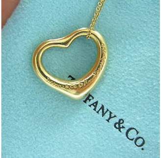 Tiffany & Co. Elsa Peretti 18K Yellow Gold & 0.70ct Diamond Open Heart Pendant Necklace