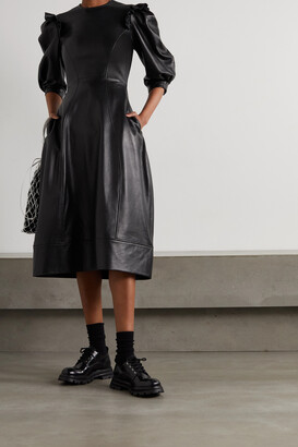 Simone Rocha Ruffled Leather Midi Dress
