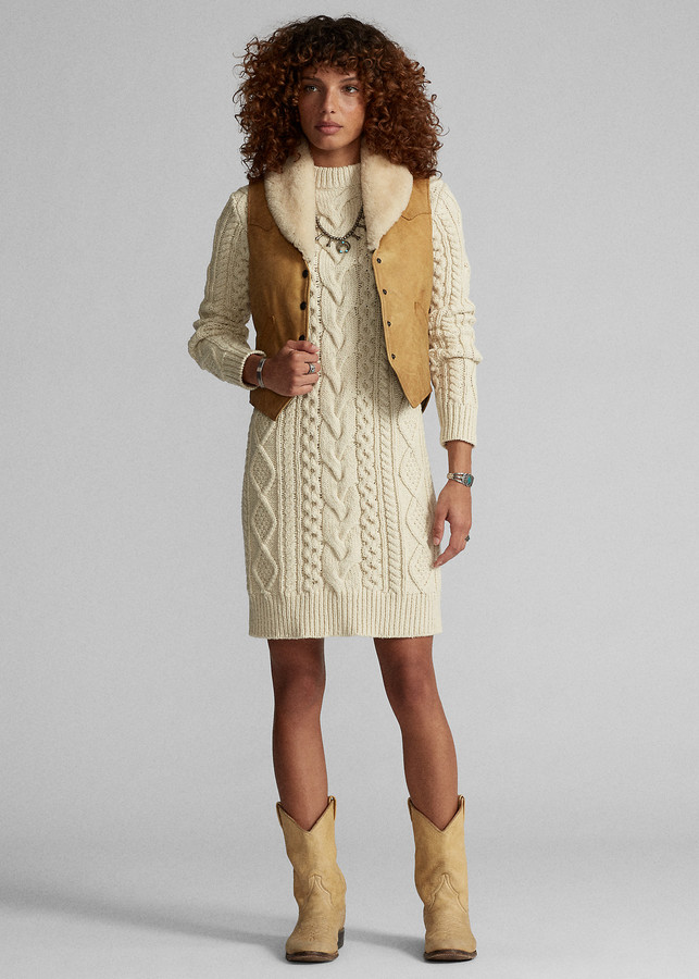 cream sweater dress outfit
