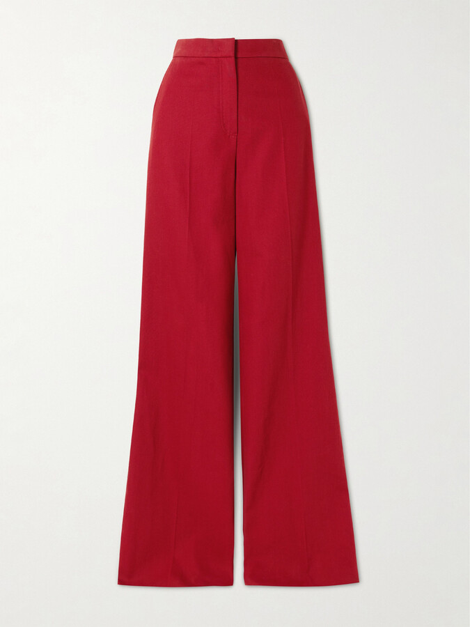 Max Mara - Ruggero Cotton-twill Wide-leg Pants - Red