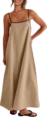 Women's Summer Maxi Sundress - Boho A-Line Beach Dress With Adjustable Straps, Solid Colors