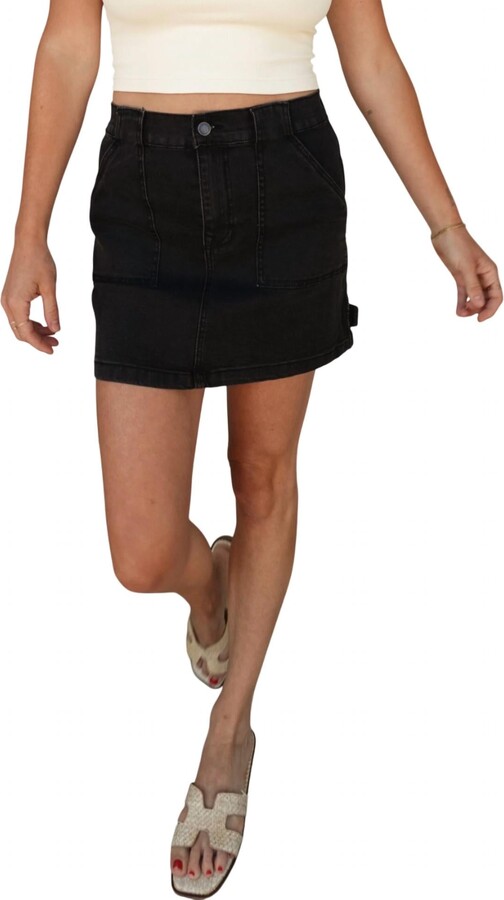 AnnieWear Stretch Denim High-Waisted Skirt In Black