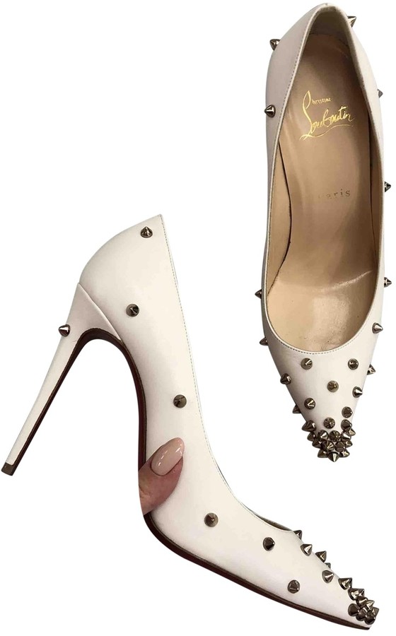 Christian Louboutin Pigalle White Leather Heels - ShopStyle Pumps