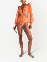Thumbnail for your product : PatBO Coral cut-out long-sleeved swimsuit