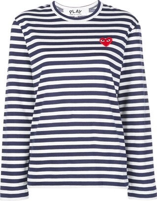 Comme des Garcons striped heart long-sleeve top