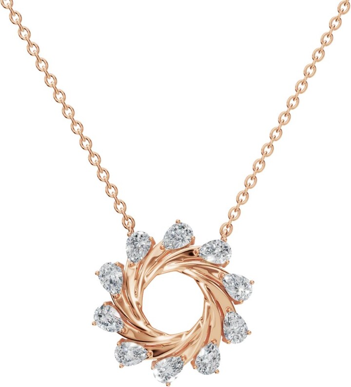 Aya Fine Jewelry Fourteen Kt Rose Gold Radiant Vortex Lab Grown Diamond Pendant Necklace