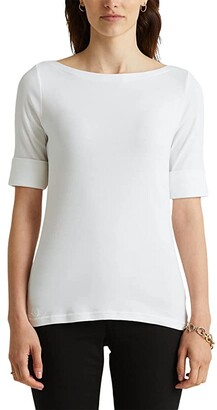 Lauren Ralph Lauren Petite Cotton Boat Neck T-Shirt