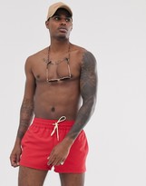 Thumbnail for your product : ASOS DESIGN DESIGN swim short in red with contrast drawcord super short length