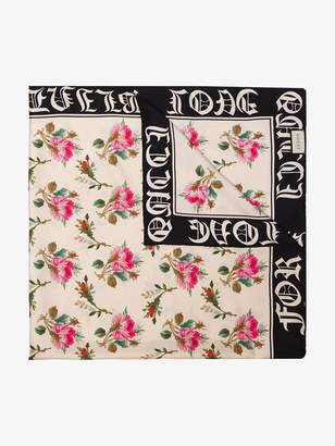 Gucci multicoloured rose print silk scarf