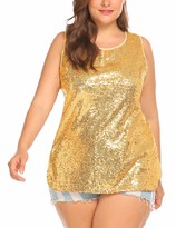 Thumbnail for your product : IN'VOLAND Women's Plus Size Glitter Sequin Tank Top Sleeveless Sparkle Shimmer Shirt Tops Camisole Black 20W