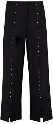 boohoo Split Front Pearl Detail Woven Trousers