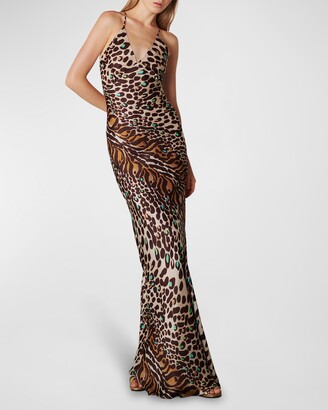 Adriana Iglesias Estela Cheetah-Print Backless Silk Maxi Dress - ShopStyle