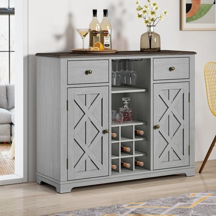FESTIVO 47 in. Modern X-Door Wine Cabinet w/ Built-in Wine Rack - 47" in  Width - ShopStyle Bar Carts & Bar Furniture