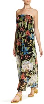 Thumbnail for your product : Bobeau Tropical Print Strapless Maxi Dress (Petite)