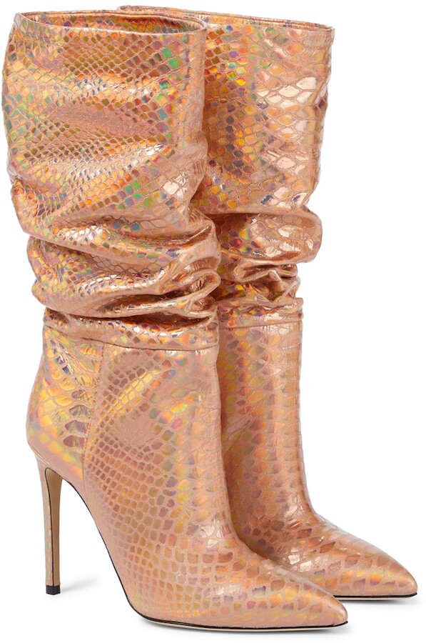 Paris Texas Python-effect metallic leather boots - ShopStyle