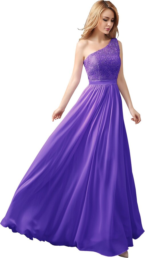 Long Chiffon Lace Wedding Evening Formal Party Ball Gown Prom Bridesmaid Dresses 
