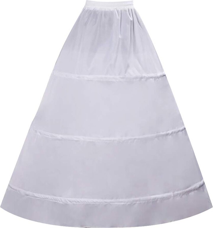 YULUOSHA Women Crinoline Petticoat 3 Hoops Skirt Elastic Half Slip A Line Underskirt for Wedding