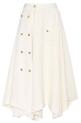 Loewe Linen-blend mid-rise skirt