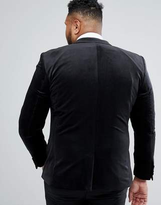 ASOS Design PLUS Skinny Blazer In Black Velvet