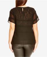 Thumbnail for your product : City Chic Trendy Plus Size Lace Illusion Top