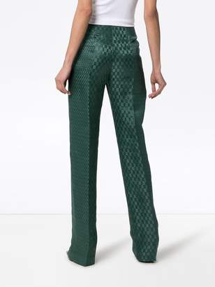 Haider Ackermann High-waisted silk-blend checked suit trousers