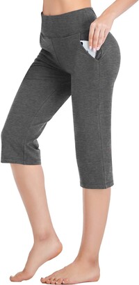 RIMLESS 7 Women's Yoga Pants with Pockets Capri Lounge Crop Pants Tummy Control Stretch Workout Athletic Bootcut Pants 