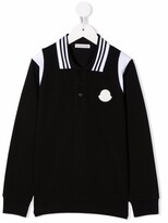 Thumbnail for your product : Moncler Enfant Logo-Patch Long-Sleeved Polo Shirt